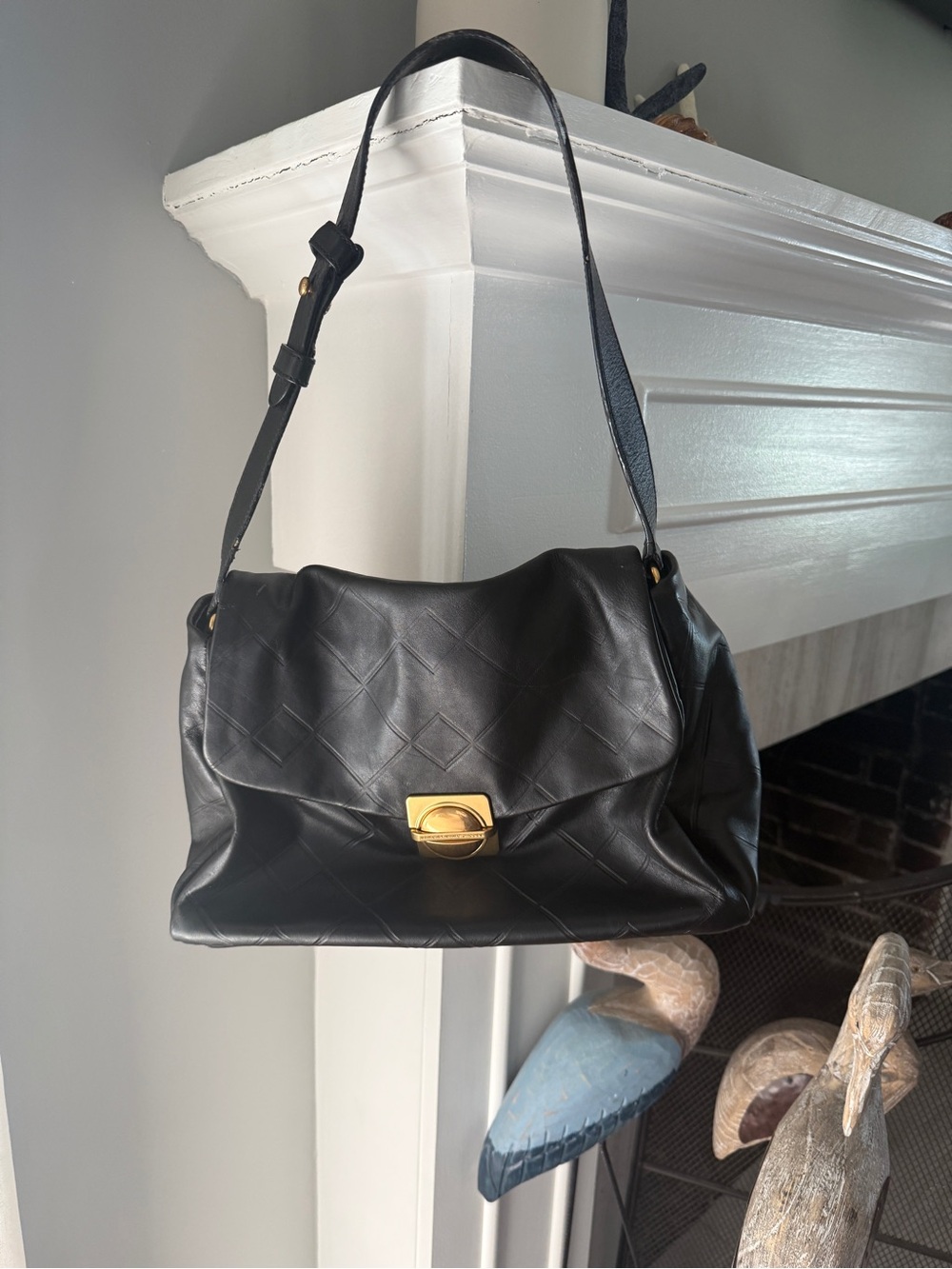 Marc By Marc Jacobs Black Leather Shoulder Bag with Gold Hardware